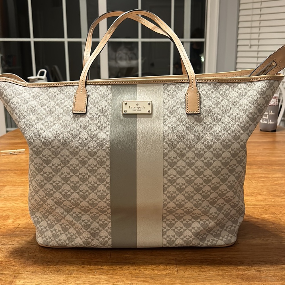 Kate Spade New York Penn Place Gray and White Tote, Shoulder Bag